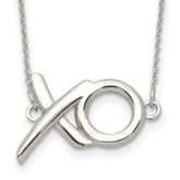 Sterling Silver Polished  XO With 2in. Ext. Necklace